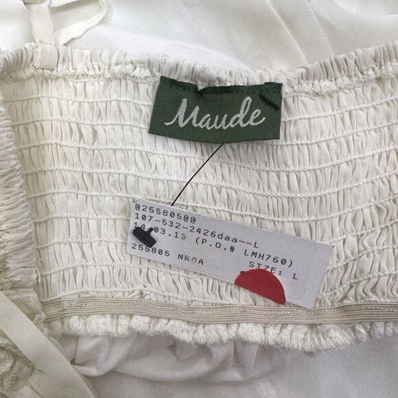 Maude Ivory Ruffled Y2K Mini Dress - Size Large - Picture 3 of 3